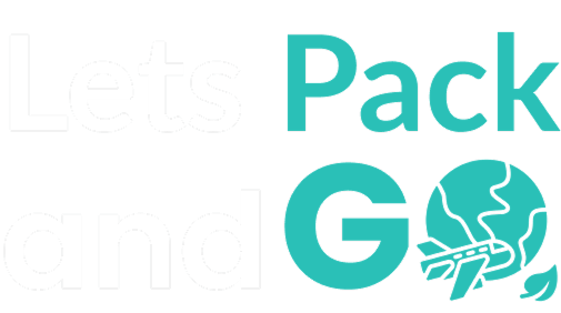 Travel logo with text "Lets Pack and Go" featuring an airplane and globe icon.